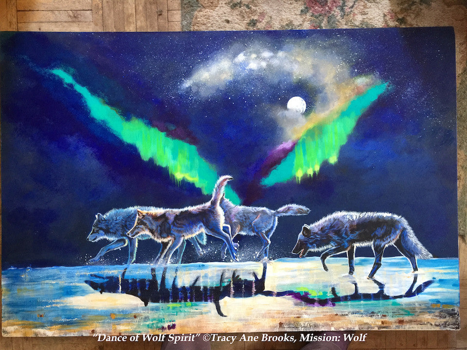 "Dance of Wolf Spirit" Original Acrylic Painting By Tracy Ane Brooks