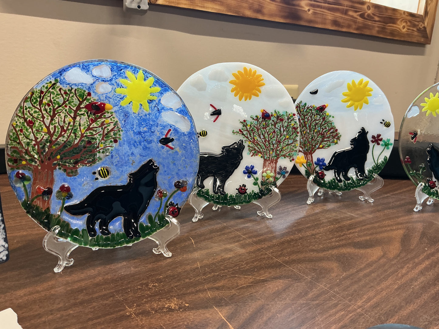 Fused Glass Wolf Plate