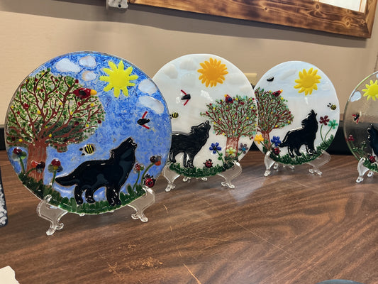 Fused Glass Wolf Plate