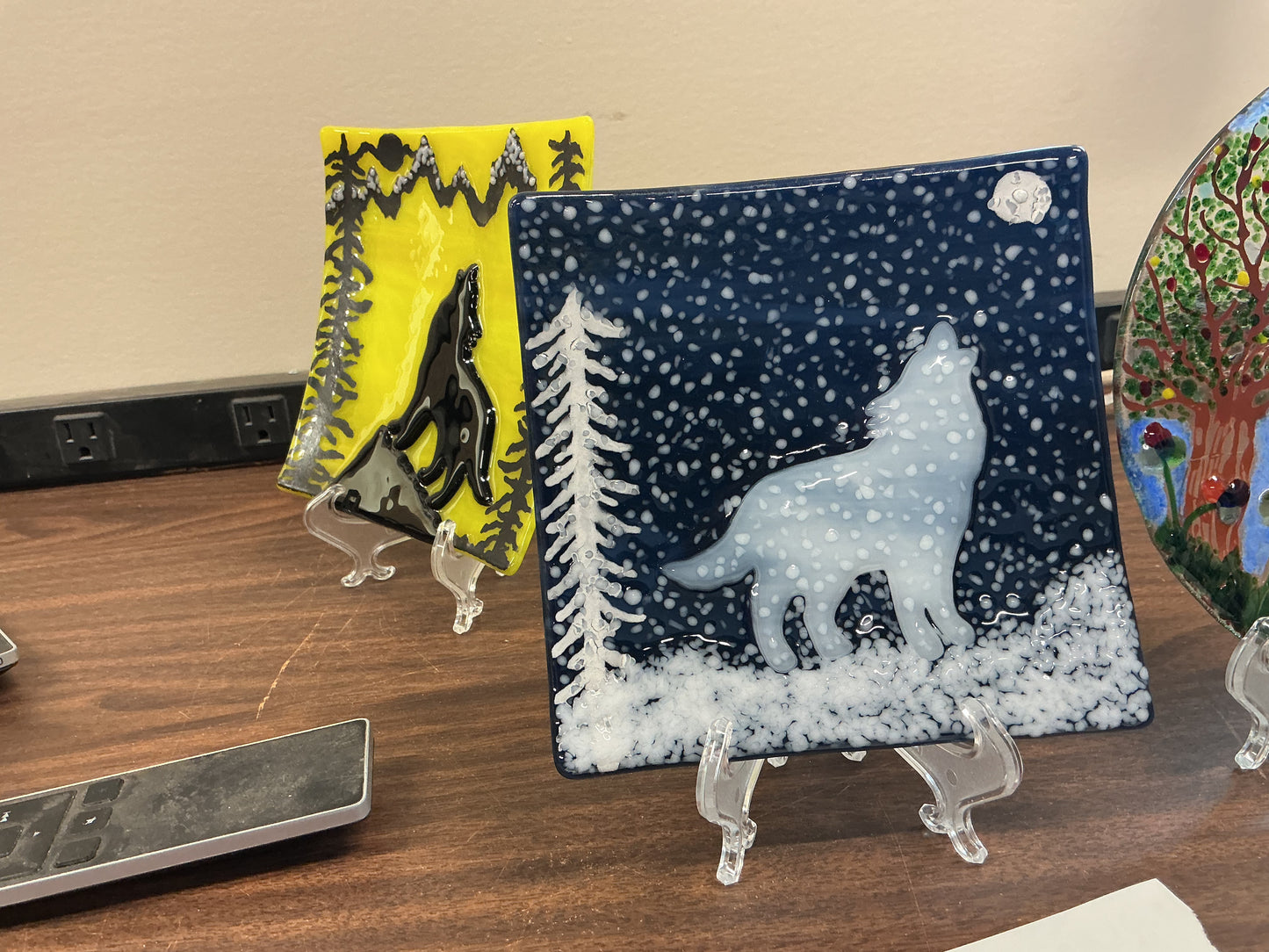 Fused Glass Wolf Plate