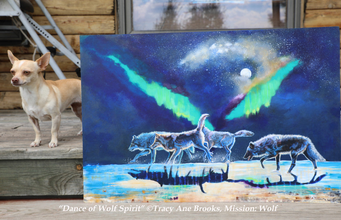 "Dance of Wolf Spirit" Original Acrylic Painting By Tracy Ane Brooks